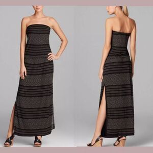 Vitamin A Olivia Cover up beach maxi dress in black and gold size S